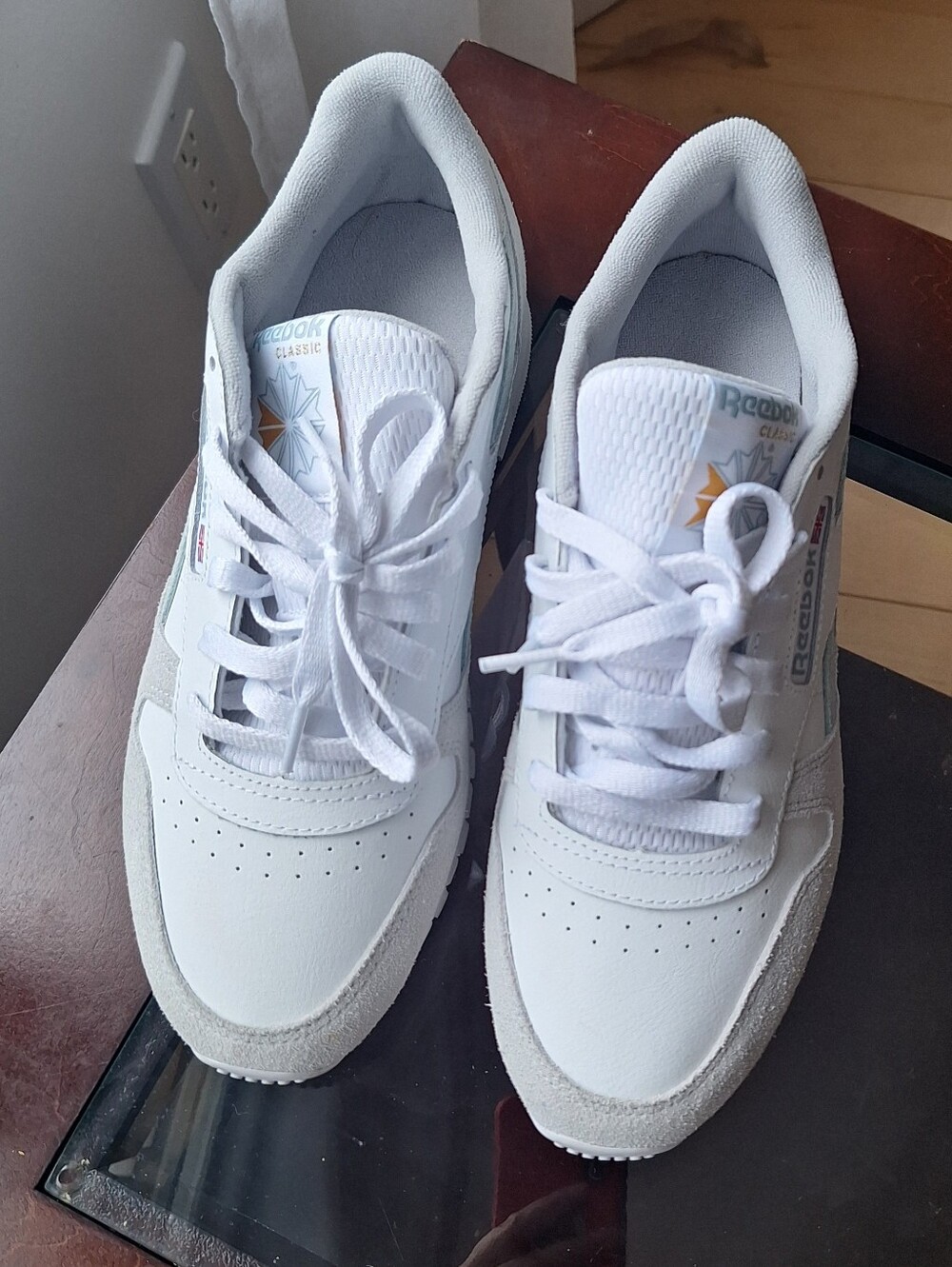 Reebok Kids White Leather Sneakers with Subtle Gray Accents